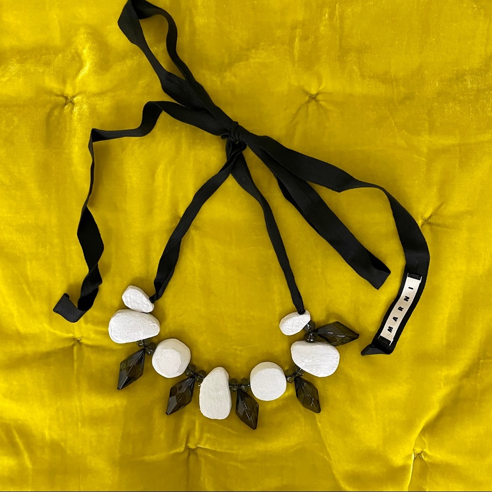Marni Black & White ribbon necklace